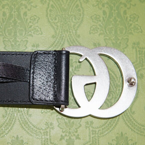 GUCCI Black Grain Leather Interlocking GG 39 mm MARMONT Belt 32/80 - Picture 3 of 4